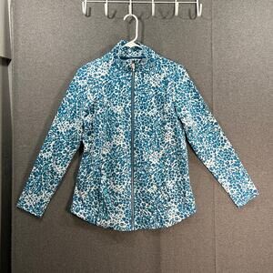 Sport Savvy Motion Printed French Terry Zip Front Jacket Blue X-Small